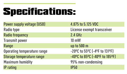 Product specification sheet for the Model T24-BSu load cell USB base station